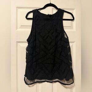 Lucky brand black sheer patterned tank in black size xl